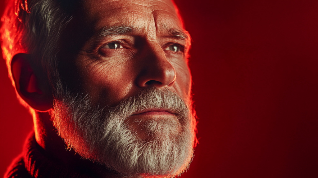 A picture of a man in red light