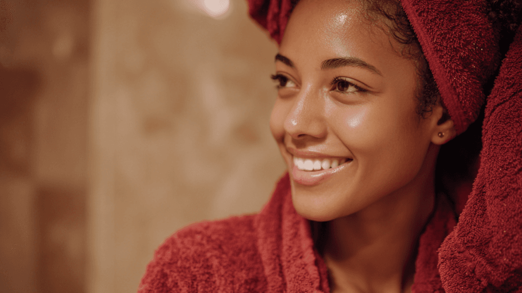 nixiart a close up of a woman smiling wearing a robe in her b bbd63f74 0b52 49f5 a2df 4786cecb9d71 3
